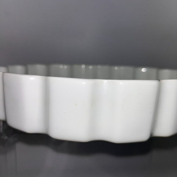 Frugier Limoges France Ceramic Fluted Tart Pan 10" MCM Morning Glory Flowers - Picture 2 of 11